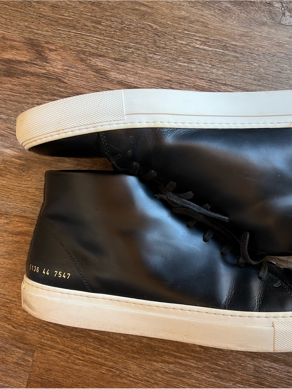Common Projects Black High-Top Sneakers with Off-White Sole - Picture 3 of 6